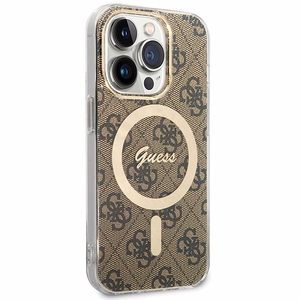 Guess IML 4G MagSafe suojakuori iPhone 15 Pro:lle - ruskea