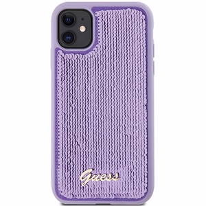 Guess Sequin Script Metal -suojakuori iPhone 11 / Xr:lle - violetti