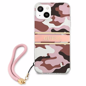 Guess GUHCP13MKCABPI iPhone 13 6.1" vaaleanpunainen/vaaleanpunainen kovakotelo Camo hihnamallisto
