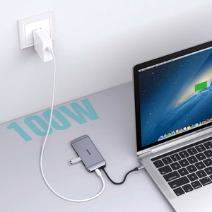 Choetech 9in1 monitoiminen USB Type C HUB - 3x USB 3.2 Gen 1 / SD ja TF muistikortinlukija / HDMI 4K 30Hz / VGA Full HD 60Hz / USB Type C / RJ45 harmaa (HUB-M15 gray)
