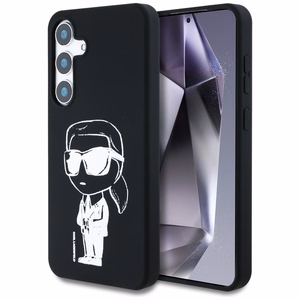 Karl Lagerfeld HC Magneettinen Silikoninen Graffiti Ikonik Suojakuori Samsung Galaxy S25 Musta