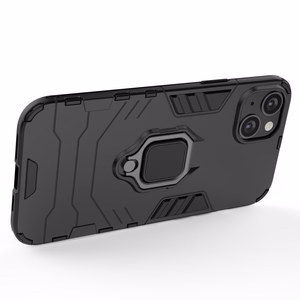 Ring Armor tapauksessa iPhone 14 panssaroitu kansi magneettinen haltija rengas musta