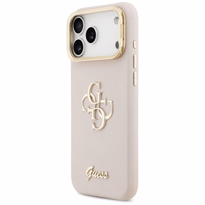 GUESS Grained Big 4G & Stand Camera -suojakuori iPhone 17 Pro Max - pinkki