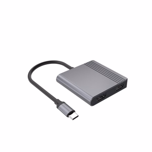 Gembird A-CM-COMBO3-04 USB Type-C 3-in-1 monitoimisovitin (2x USB-portti + 2x HDMI + PD), avaruusharmaa