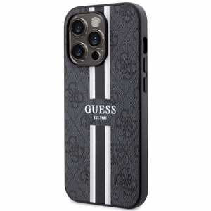 Guess GUHMP14LP4RPSK iPhone 14 Pro 6.1 musta/musta suojakuori 4G Printed Stripes MagSafe