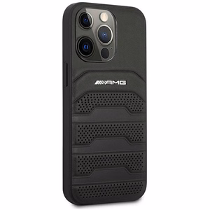 AMG AMHCP14XGSEBK iPhone 14 Pro Max 6,7 "musta / musta kovakotelo Nahka kohokuvioitu Lines