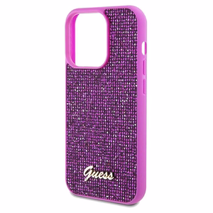 GUESS GUHCP14LPMSDGSF Disco Script Metal -suojakuori iPhone 14 Prolle - fuksia