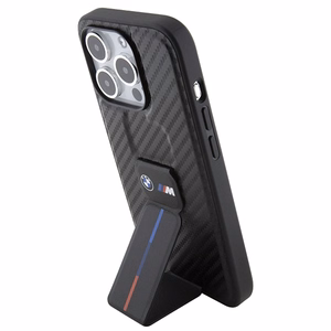 BMW Grip Stand Smooth & Carbon Suojakuori iPhone 15 Pro:lle - musta