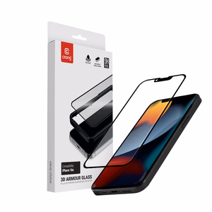 Crong 3D Armor Glass tempered-glass screen protector for iPhone 17e / 16e / 14 / 13 / 13 Pro, with installation frame