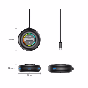 Orico YXR5-C3 USB Hub 4-Port USB-A 3.0 with SD and microSD Reader 0.3m - Black