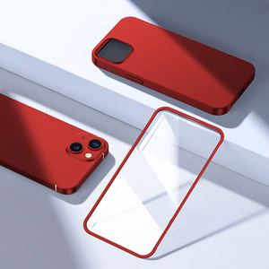 Joyroom 360 Full Case front and back cover for iPhone 13 + tempered glass screen protector red (JR-BP927 red)