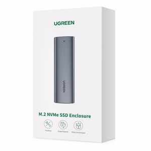 Ugreen M.2 SSD-kotelo USB 3.2 Gen 2 (SuperSpeed USB 10 Gbps) + USB Type-C kaapeli 0,5m harmaa (CM400 10902)