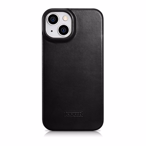 iCarer CE Öljyvaha Premium Nahka Folio Case Nahkakotelo iPhone 14 Plus Magneettinen Flip MagSafe Musta (AKI14220707-BK)