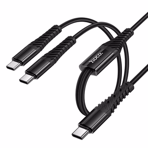 Hoco 2-in-1 USB-C - USB-C+C -kaapeli 1 m X123 - musta