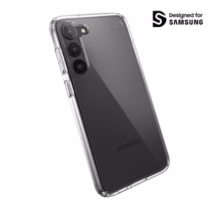 Speck Presidio Perfect-Clear case for Samsung Galaxy S23+, with Microban antimicrobial protection