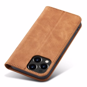 Magneetti Fancy Case Kotelo iPhone 13 Pro Max pussi kortti lompakko kortin haltija Brown