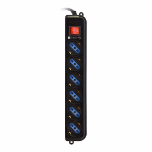 Techly IUPS-PCP-6V – 6-pistorasiainen jatkojohto VDE-pistokkeella, musta