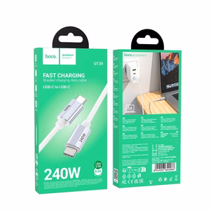 Hoco USB-C - USB-C -kaapeli QC3.0 PD 5A 240W 1,8 m U134 harmaa
