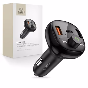 Tech-Protect CC06 PD72W 3-porttinen autolaturi FM-lähettimellä, musta