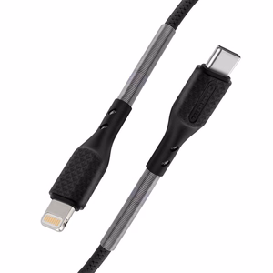 Kaapeli USB C - Lightning Forcell F-Energy PD 3A 27W Carbon 1 m CB-01C musta