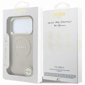 Guess Saffiano Peony & Ring MagSafe suojakuori malleille iPhone 17 Pro / 18 Pro, vaaleanpunainen