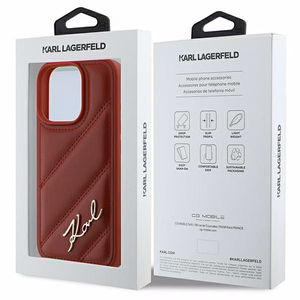 Karl Lagerfeld Quilted Signature Suojakuori iPhone 16 Pro:lle - Punainen