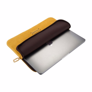 Tucano Velluto 2 neoprene sleeve with velvet exterior for 14-inch MacBook Pro and 13-inch laptops, yellow