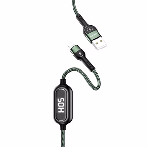 USAMS Punottu kaapeli U48 Lightning 1,2m 2A Fast Charging LED vihreä