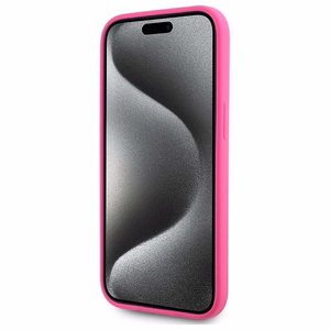 Karl Lagerfeld Suojakuori iPhone 15:lle yhteensopiva MagSafen kanssa KLHMP15SSKHPPLF (SIL KL Head Print) fuksia