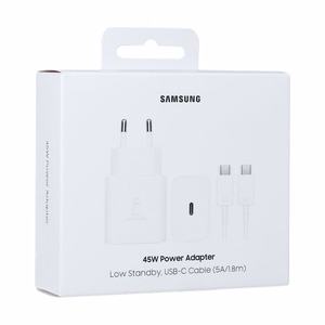 Laturi Samsung EP-T4511XWEGEU 45W USB-C + USB-C / USB-C -kaapeli 1.8 m, valkoinen