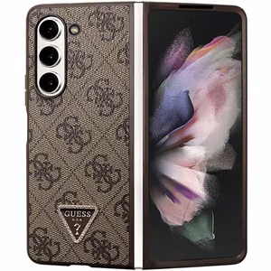 Guess Leather 4G Triangle Strass Suojakuori Samsung Galaxy Z Fold 5:lle - ruskea