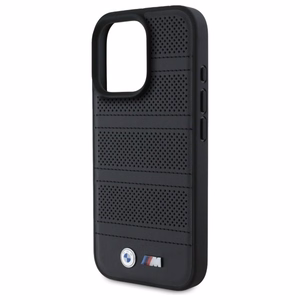 BMW M Perforated And Stitched Line MagSafe Suojakuori iPhone 16 Pro Max:lle - Musta