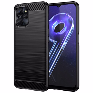 Carbon Case suojakuori Realme 10 5G / Realme 9i 5G:lle joustava silikoninen hiilikuitukuori musta