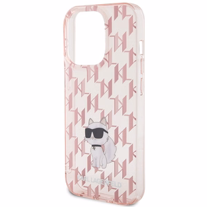 Karl Lagerfeld Monogram Choupette Suojakuori iPhone 15 Pro Max:lle - vaaleanpunainen