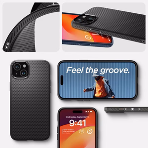 Spigen Liquid Air Suojakuori iPhone 15 Plus 6,7:lle - matta musta
