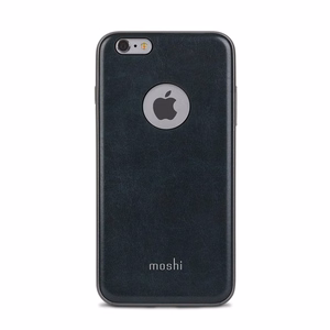 Moshi iGlaze Napa hybrid case with vegan-leather back for iPhone 6s Plus / 6 Plus, Midnight Blue