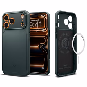 Spigen Thin Fit Mag Magsafe Suojakuori iPhone 17 Pro:lle Abyss Green