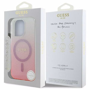 Guess IML Glitter Gradient MagSafe Suojakuori iPhone 16 Pro:lle - vaaleanpunainen