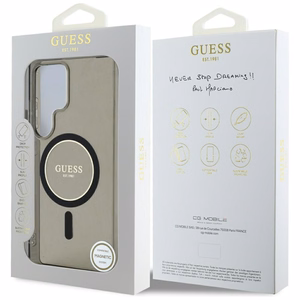 GUESS HC Magneettinen IML Glitter Circle Suojakuori Samsung Galaxy S25 Ultra Musta