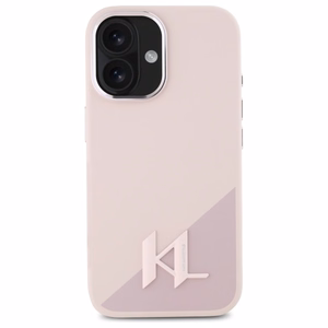 Karl Lagerfeld Silikoninen Shadow Metal Initial MagSafe Suojakuori iPhone 16:lle - vaaleanpunainen