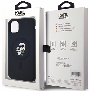 Karl Lagerfeld Silikoninen Karl&Choupette MagSafe Suojakuori iPhone 11 / Xr:lle - musta