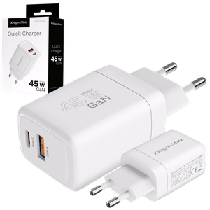 Kruger&Matz 45 W GaN -verkkolaturi Power Delivery- ja Quick Charge -toiminnoilla