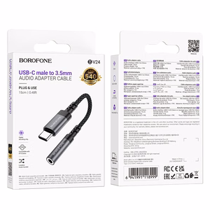 Borofone Adapter BV24 Graceful - Type C to jack 3,5mm - grey