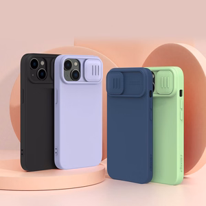 Nillkin CamShield Silky Silikonikotelo iPhone 14 Plus Kotelo kameran suojuksella Sininen