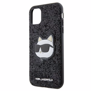 Karl Lagerfeld KLHCN61G2CPK iPhone 11 / Xr 6.1 musta/musta kovakuori Glitter Choupette Patch