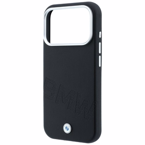 BMW-kotelo mallille IPHONE 18 Pro/17 Pro MagSafe-yhteensopiva (Sign Inclined Deboss Letters) (väri: musta)