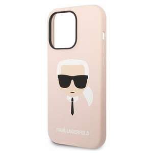 Karl Lagerfeld KLHMP14LSLKHLP iPhone 14 Pro 6.1 kovakuori vaalea vaaleanpunainen / vaalea vaaleanpunainen Silicone Karl's Head Magsafe