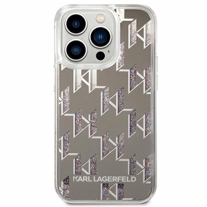 Karl Lagerfeld KLHCP14LLMNMS iPhone 14 Pro 6.1 "kovakotelo hopea / hopea Nestemäinen Glitter Monogrammi