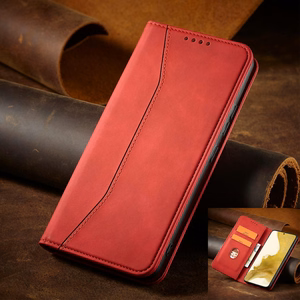 Magnet Fancy Suojakuori Samsung Galaxy S23+:lle lompakkokotelo jalustalla punainen