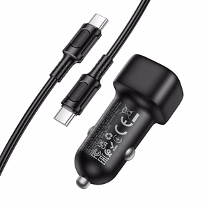 Borofone Autolaturi BZ34B Cloud - USB + Type C - QC 3.0 PD 38W Type C - Type C -kaapelilla Musta